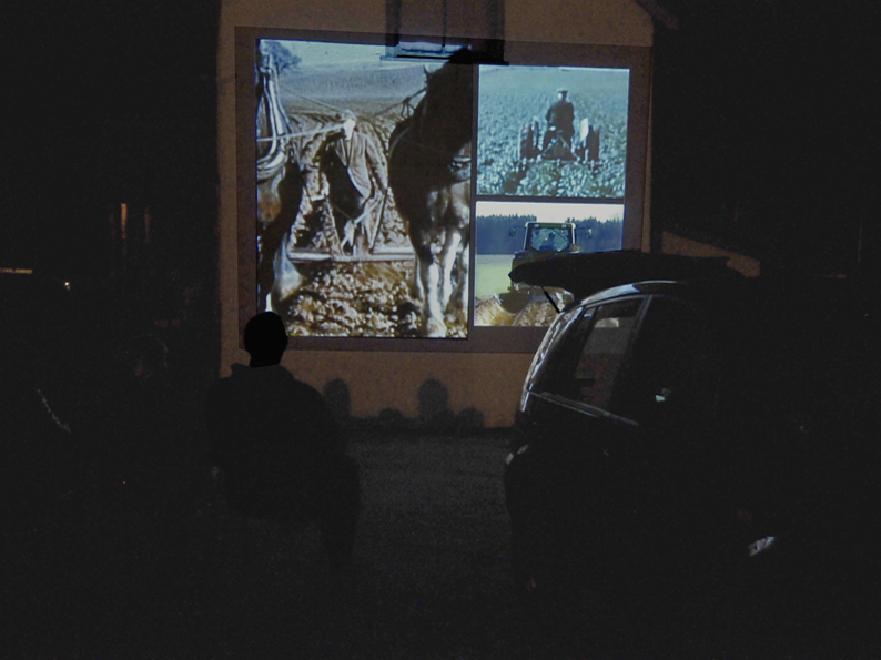 Su Grierson, ‘Aerial Roots’ showing on a gable end as part of the Cromarty Film Festival’s Northern Exposure Scottish Shorts. 2009.