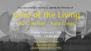 ‘Land of the Living’ invitation Dunfermline. Design Su Grierson.