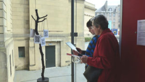 Su Grierson, 'Sound tree’ Bringing rural sounds to the urban space using QR codes suspended on a bronze tree.