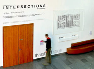 Banner hanging in Perth Concert Hall. Intersections exhibition.